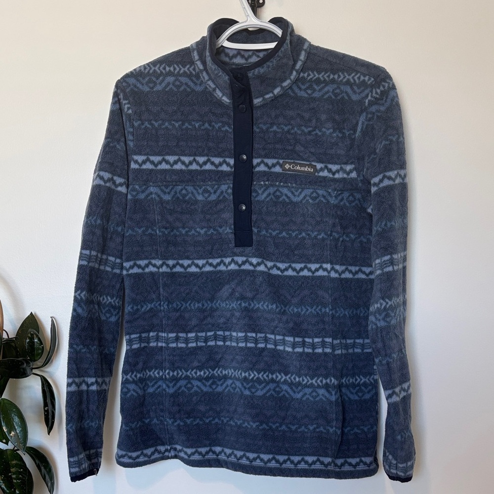 Columbia Navy Geometric Fleece Pullover